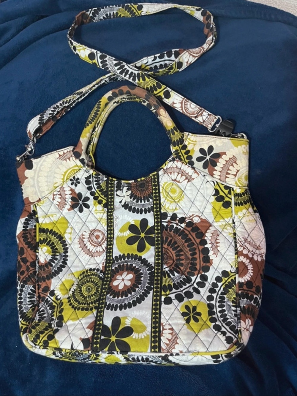 Vera Bradley Quilted Floral Tote in Yellow, Brown & Black